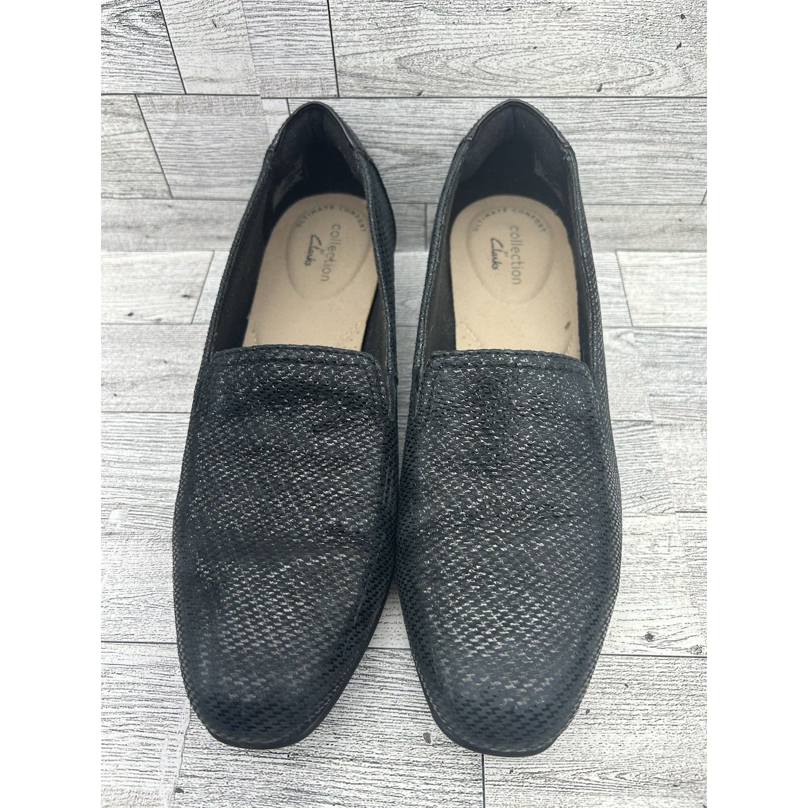 Clarks Collection Women Shoes Sz 7m Black Leather Juliet Hanley Comfort Loafers